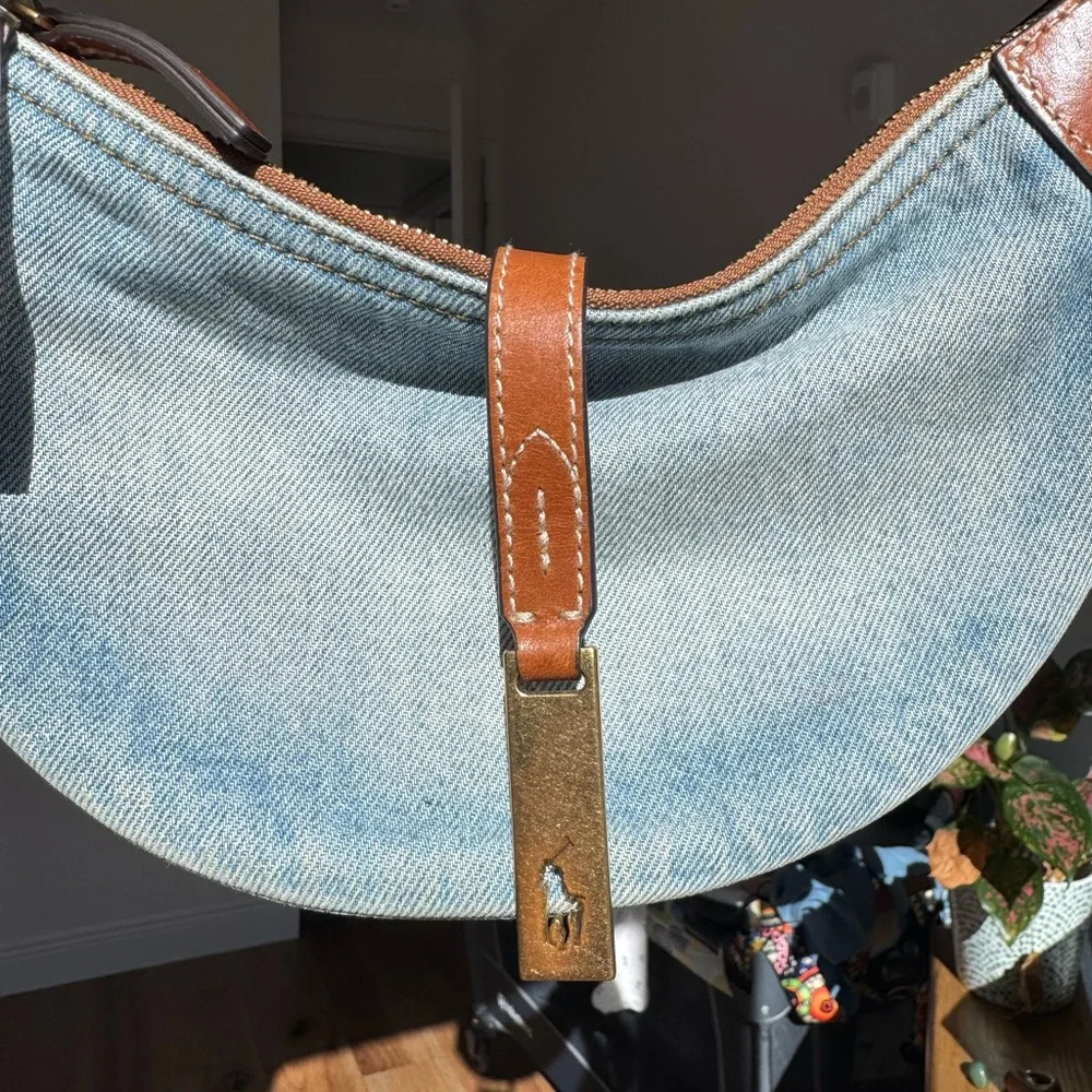 Ralph Lauren Polo ID Denim Crescent Shoulder Bag NWT - Picture 5 of 8